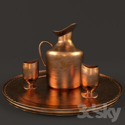 Tableware - cooper set pitcher and Glasses 