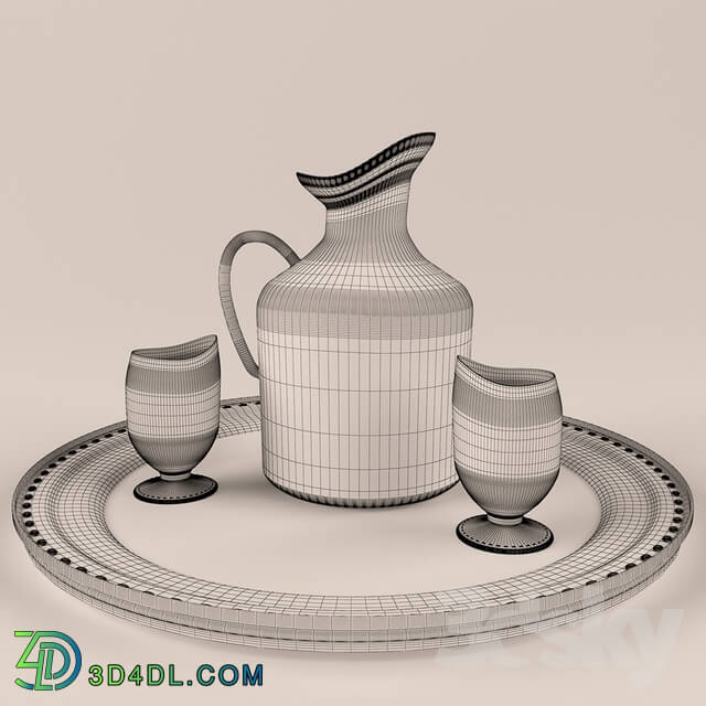 Tableware - cooper set pitcher and Glasses