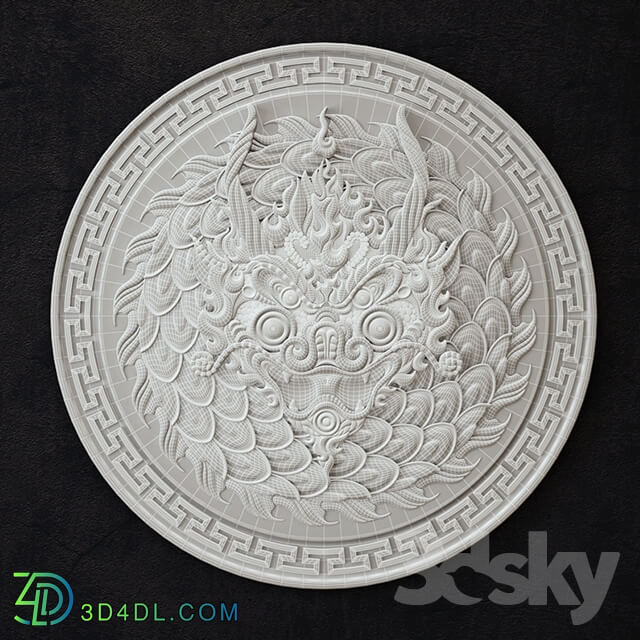 Decorative plaster - dragon wall sculpture