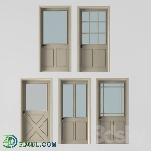 Doors - 5 interior doors beige color