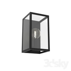 Wall light - 49394 Sconce CHARTERHOUSE_ 1x60W _E27__ L160_ H280_ steel_ black _ glass_ transparent 