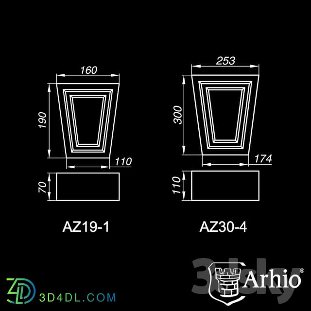 Decorative plaster - OM keystones AZ19-1 and AZ30-4 Arhio_