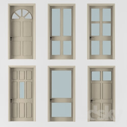 Doors - six doors beige color with pane glass 