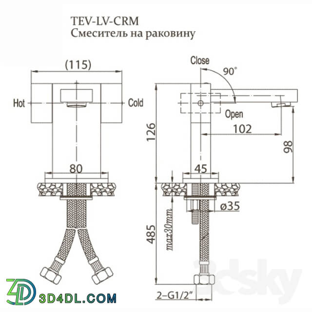 Faucet - BelBagno Tevere TEV-LV-CRM