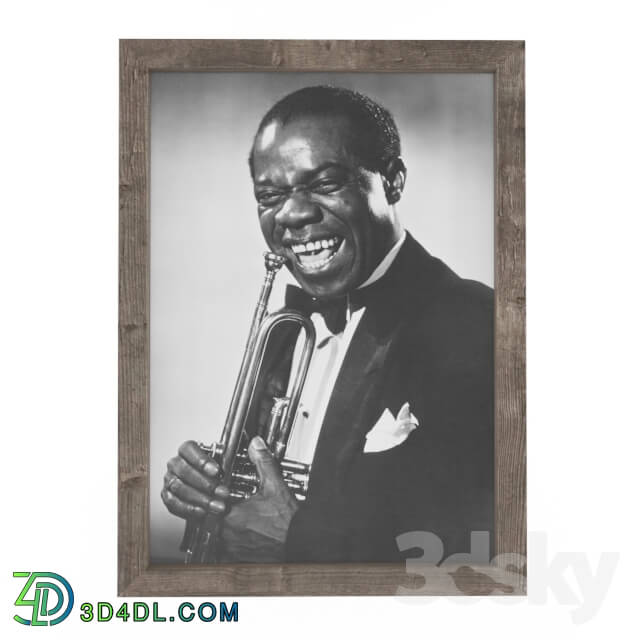 Frame - Portrait of Louis Armstrong for interior decoration.