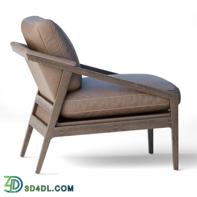Arm chair - Culvin Mid Century Modern Taupe Cushioned Brown Oak Lounge Arm Chair