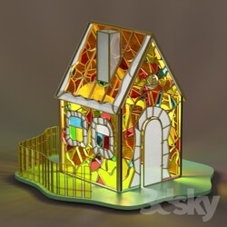 Table lamp - Stained glass lamp _quot_house_quot_ 