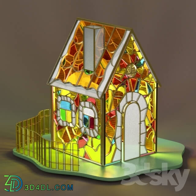 Table lamp - Stained glass lamp _quot_house_quot_