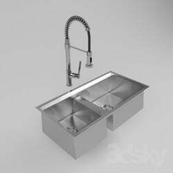 Sink - Flexible 27-Inch faucet with double section sink 