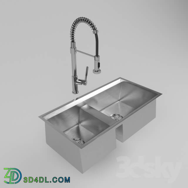 Sink - Flexible 27-Inch faucet with double section sink