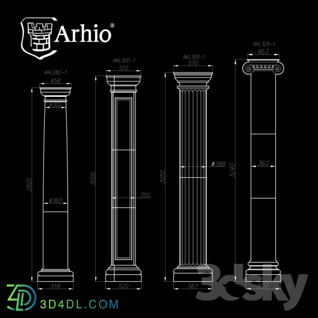 Decorative plaster - Collection column_ Arhio_ production _AKL 282-1-AKL 324-1_