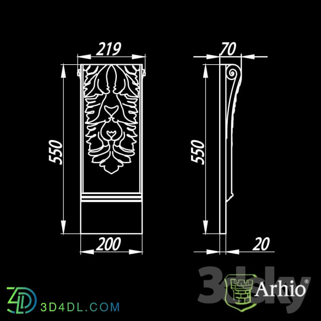 Decorative plaster - bracket AKR55-1