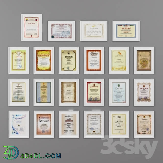 Frame - Diplomas and certificates in a frame