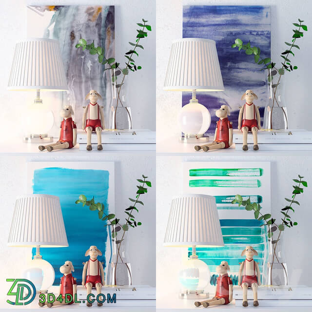 Decorative set - Lamp Eichholtz Octavia_ paintings Jan Ombre and decor