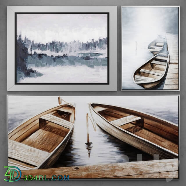 Frame - Set of paintings with boats