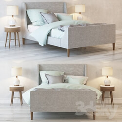 Bed - Bed Upholstered Sleigh Bed 