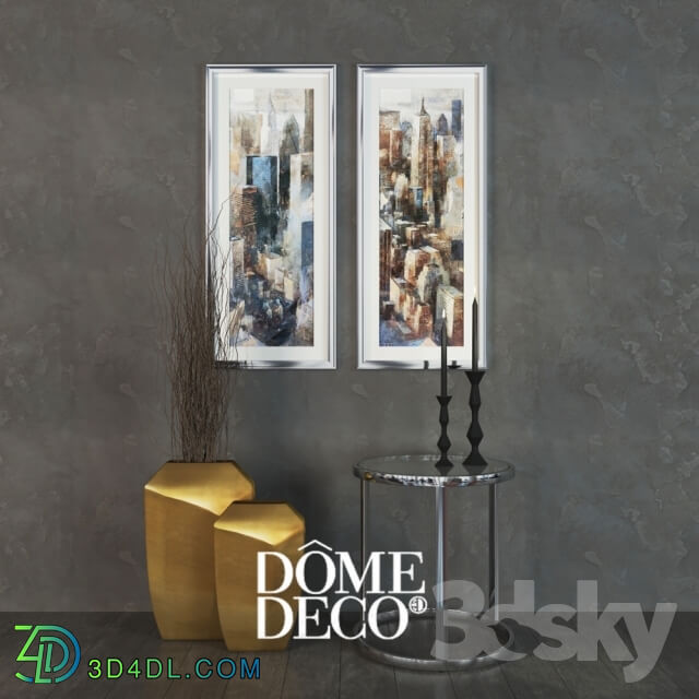 Decorative set - Dome Deco decor set_ a table with vases and paintings