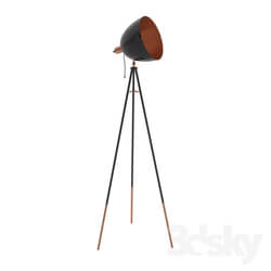 Floor lamp - 49386 Floor lamp CHESTER on the tripod_ 1x60W _E27__ H1355_ steel_ black_ copper_ cord. off 