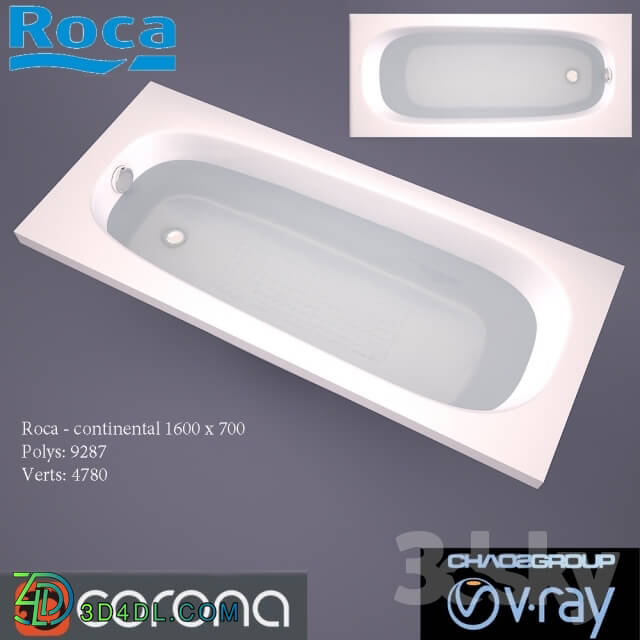 Bathtub - Roca - continental 1600x700