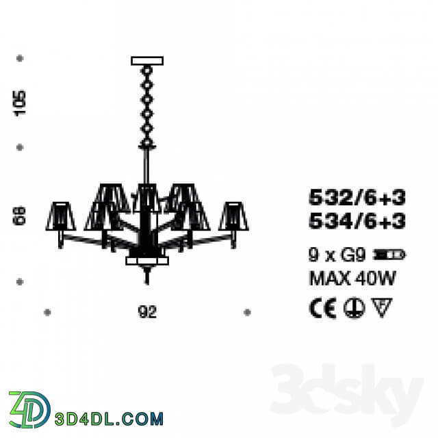 Ceiling light - Chandelier IDL prestige 532-6 _ 3