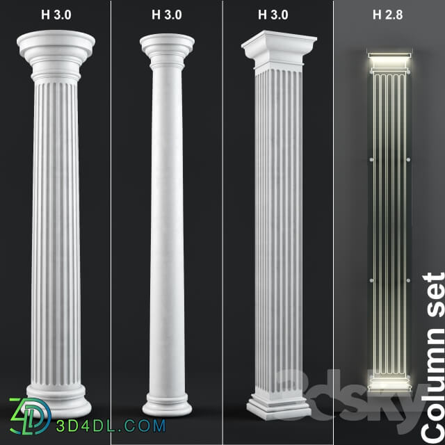 Decorative plaster - Column set - Set of 4 columns
