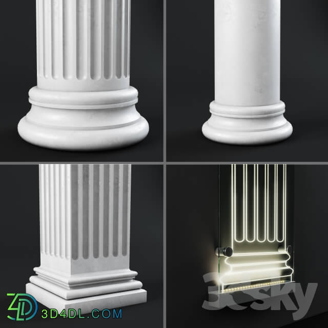 Decorative plaster - Column set - Set of 4 columns