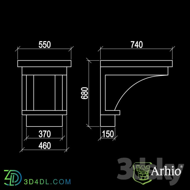 Decorative plaster - bracket AKR68-1