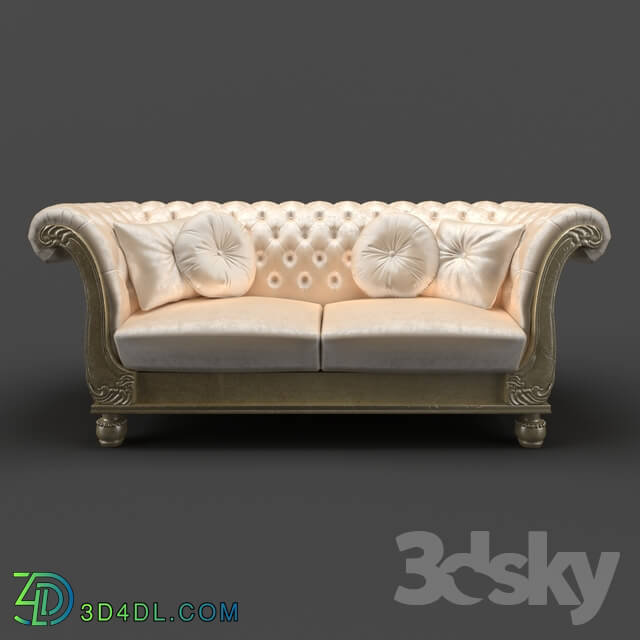 Sofa - OM Sofa Fratelli Barri VENEZIA in fabric light beige velor _R6012A-40__ silver leaf finish_ FB.SF.VZ.87