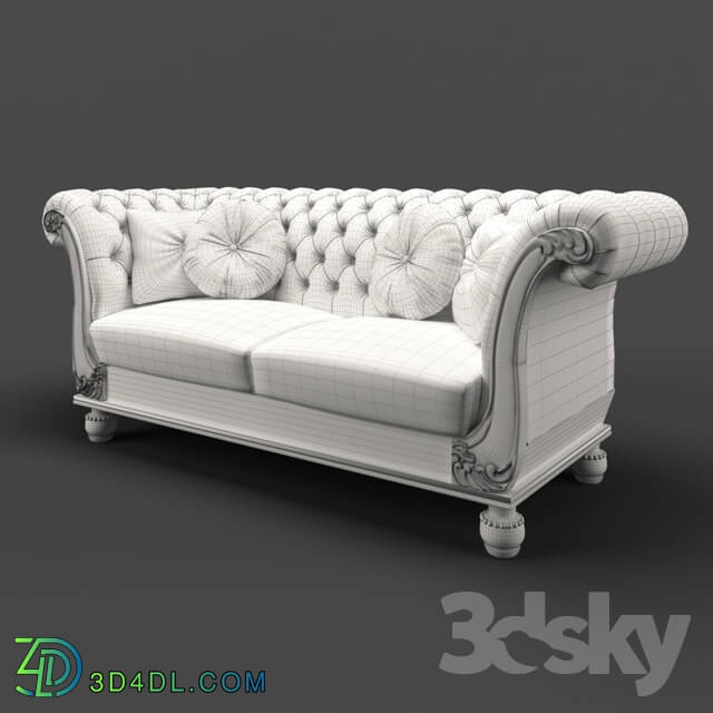 Sofa - OM Sofa Fratelli Barri VENEZIA in fabric light beige velor _R6012A-40__ silver leaf finish_ FB.SF.VZ.87