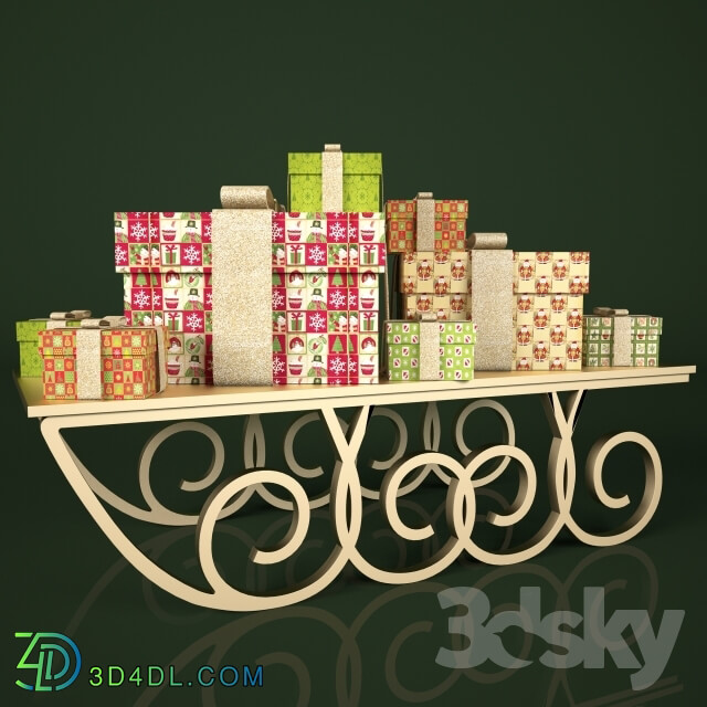 Other decorative objects - Decorative sleigh with gifts