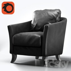 Arm chair - Dark Brown Leather-Look Accent Chair 