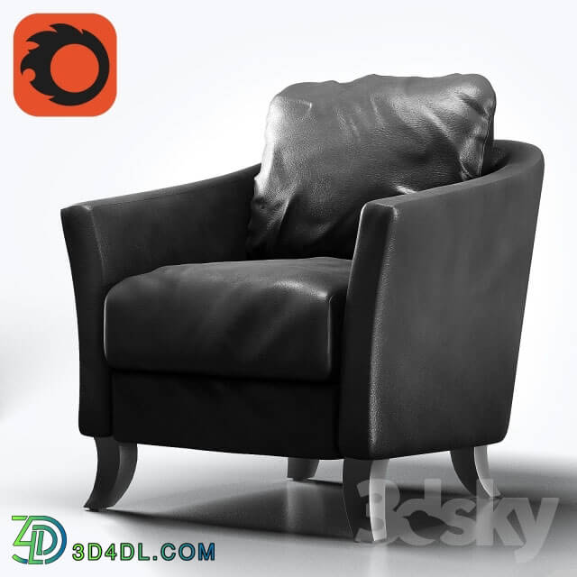 Arm chair - Dark Brown Leather-Look Accent Chair