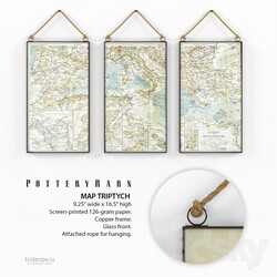 Frame - Triptych with maps Pottery Barn 