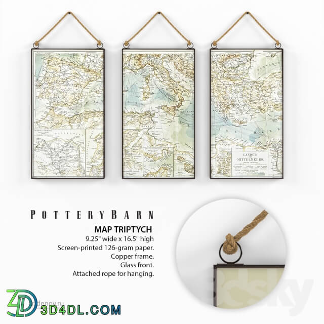 Frame - Triptych with maps Pottery Barn
