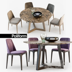 Table _ Chair - Poliform Grace chair Concorde table set2 