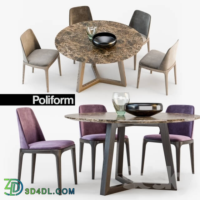 Table _ Chair - Poliform Grace chair Concorde table set2