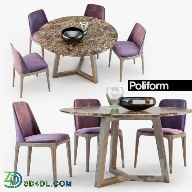 Table _ Chair - Poliform Grace chair Concorde table set2