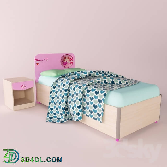 Bed - Furniture CILEK _series Princess_ bed_ bedside table