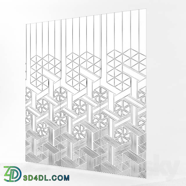 3D panel - 3d wall green marble with gold ornaments
