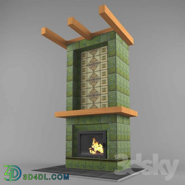Fireplace - fireplace with tiles