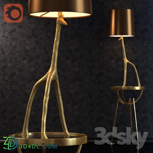 Floor lamp - GIRAFFE LAMP. IRON TRIPOD TABLE