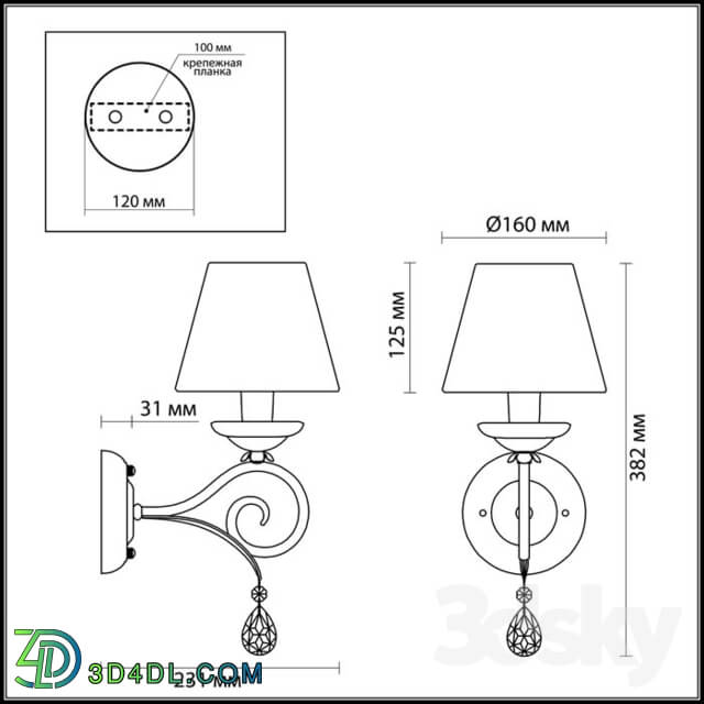 Wall light - Bracket ODEON LIGHT 3924 _ 1W MARIONETTA