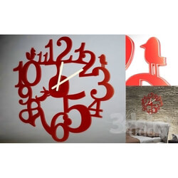 Other decorative objects - Koziol Wall Clock transparent red 