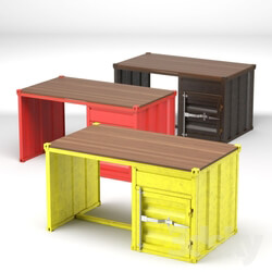 Table - 3 color container desk 