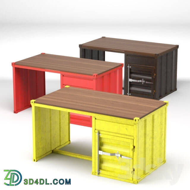 Table - 3 color container desk