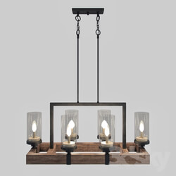 Ceiling light - The Gray Barn Vineyard Metal and Wood 6-light Chandelier with Seeded Glass Shades 