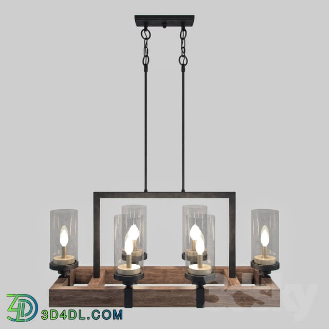 Ceiling light - The Gray Barn Vineyard Metal and Wood 6-light Chandelier with Seeded Glass Shades