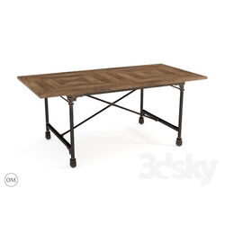 Table - Vintage wood _ metall table 72 __ S 0004-8831 
