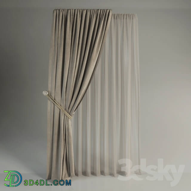 Curtain - curtain with pickup and tulle