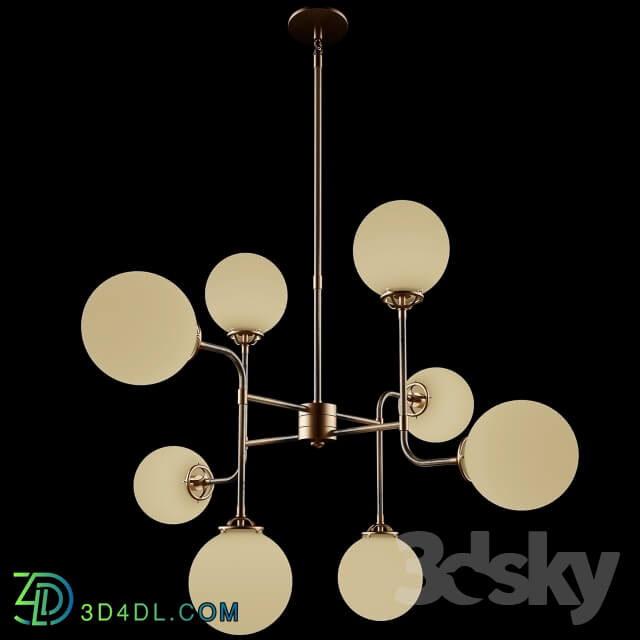 Ceiling light - BISTRO GLOBE MILK GLASS 8-LIGHT CHANDELIER